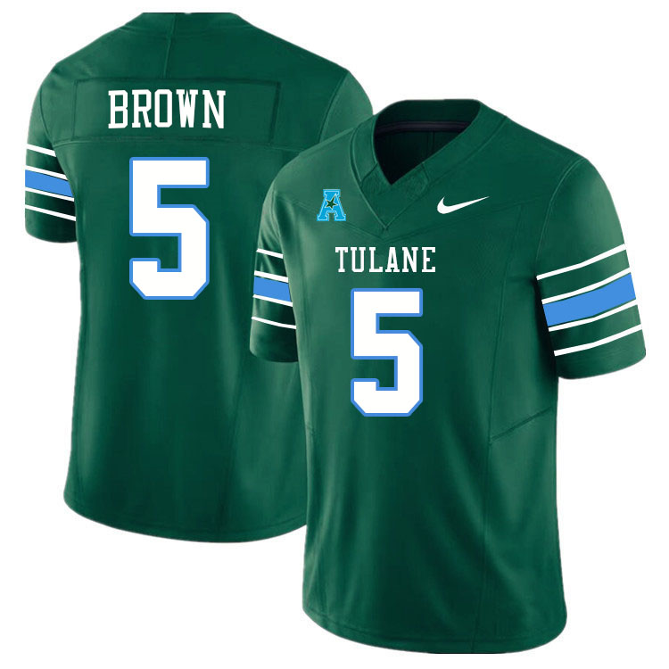 #5 Yulkeith Brown Tulane Green Wave Jersey College Football Uniforms,Apparels Stitched-Green